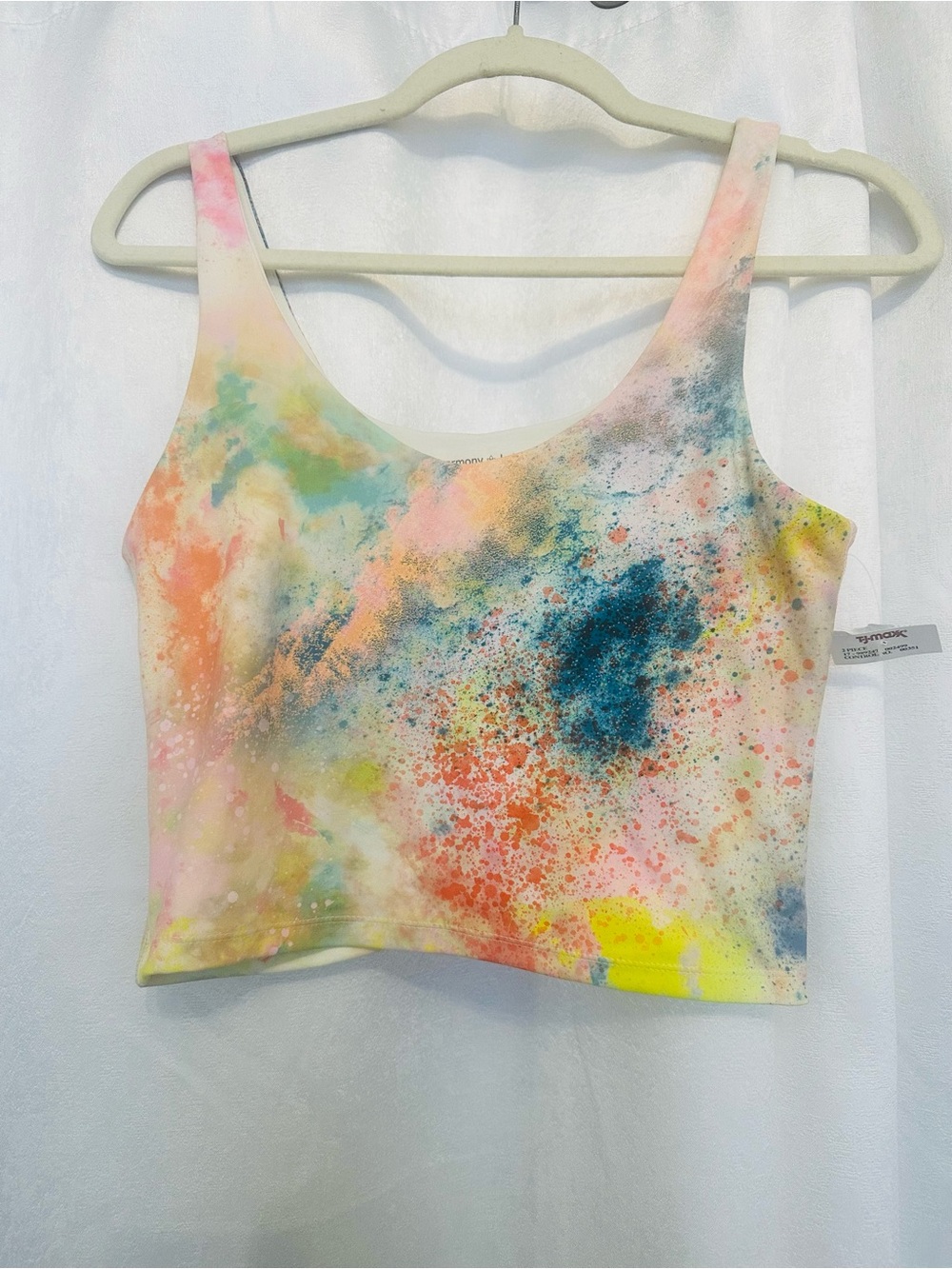Paint-Splatter Active Crop Tank & Biker Short Set 2 PCS - Picture 2 of 6